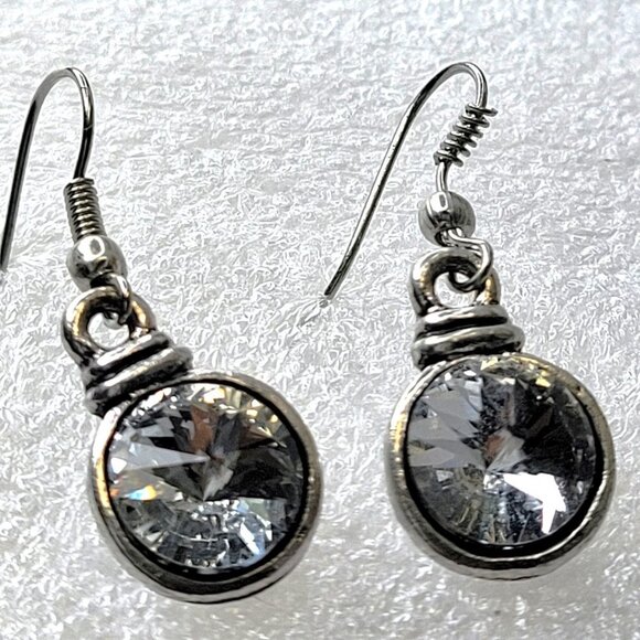 Clear Crystal Drop Earrings - Picture 1 of 11